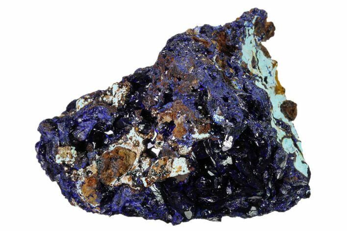 Sparkling Azurite Crystals on Chrysocolla - Laos #162602